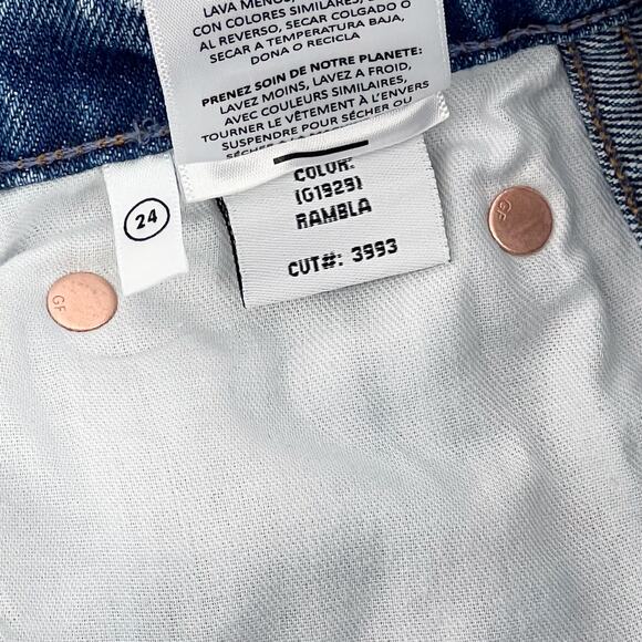 GRLFRND The Sara Distressed Straight Jeans Women’s Size 24 Rambla Blue - Picture 7 of 10